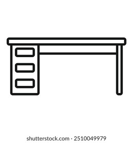 This simple office desk with drawers line icon represents workspaces and office furniture