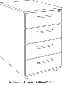 This is simple outline of a 4-drawer Cloth keeping cabinet. 