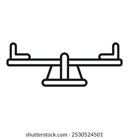 This simple seesaw icon represents playground equipment found in parks and schools