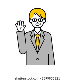 This is a simple "senior office worker" upper body pose illustration.