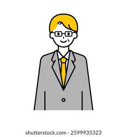 This is a simple "senior office worker" upper body pose illustration.