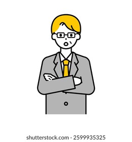 This is a simple "senior office worker" upper body pose illustration.