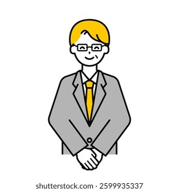 This is a simple "senior office worker" upper body pose illustration.
