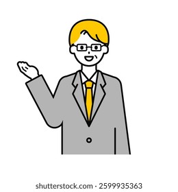 This is a simple "senior office worker" upper body pose illustration.
