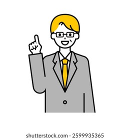 This is a simple "senior office worker" upper body pose illustration.