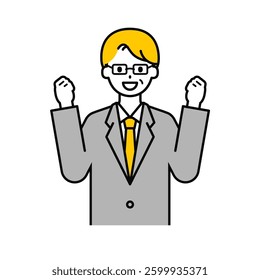 This is a simple "senior office worker" upper body pose illustration.