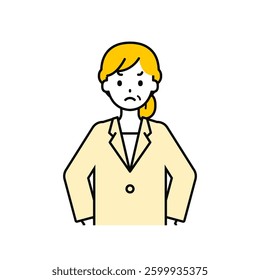 This is a simple "senior office worker" upper body pose illustration.
