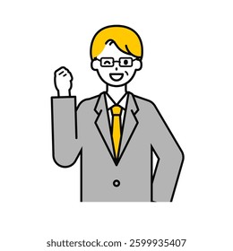 This is a simple "senior office worker" upper body pose illustration.