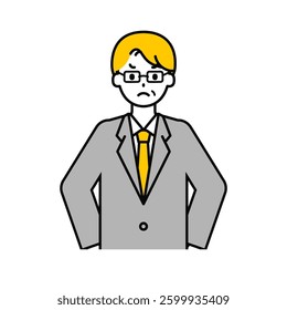 This is a simple "senior office worker" upper body pose illustration.