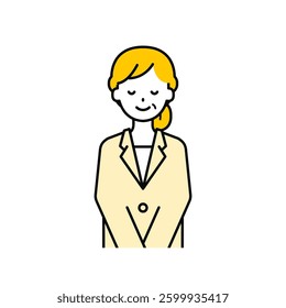 This is a simple "senior office worker" upper body pose illustration.