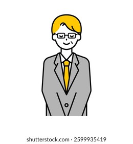 This is a simple "senior office worker" upper body pose illustration.