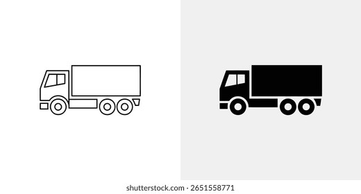 Este estoque simples mostra dois ícones exibindo o mesmo veículo de transporte, uma vez mostrado como um desenho de linha e novamente como uma silhueta preta sólida.