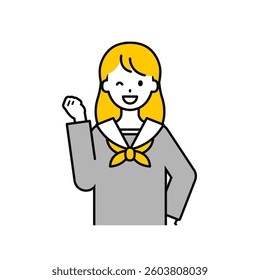 This is a simple “student” student's upper body pose illustration.