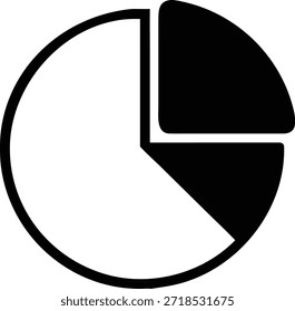 Dies ist eine einfache, stilisierte Schwarz-Weiß-Grafik eines Tortendiagramms. Das Diagramm ist in drei Abschnitte unterteilt. Zwei der Abschnitte sind in Vollschwarz ausgefüllt, was einen Teil des Ganzen darstellt. Der dritte Abschnitt ist weiß und zeigt den restlichen Teil an. Das Diagramm hat einen fetten schwarzen Umriss, und die Unterteilungen sind deutlich durch gerade schwarze Linien gekennzeichnet. Das Gesamtdesign ist minimalistisch und als Datenvisualisierungstool leicht erkennbar.