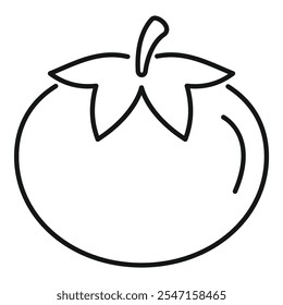 Este sencillo icono de línea de tomate representa la frescura y los hábitos alimenticios saludables