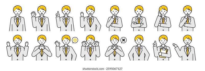 This is a simple “businessman” upper body pose set.