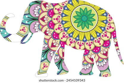 This is simple and vector Colorful Elephant  Mandala background and it is editable.