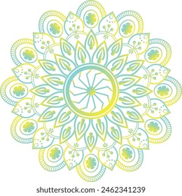 Este es un fondo de mandala simple y colorido de Vector y es editable.