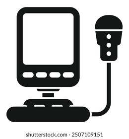 This simple vector design shows an ultrasound machine, used for sonography scanning in hospitals by doctors