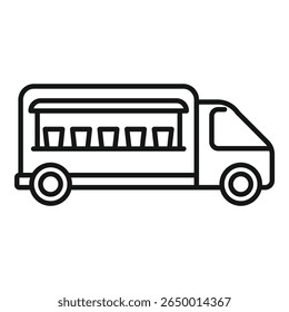 This simple vector icon features a food truck offering street food for sale