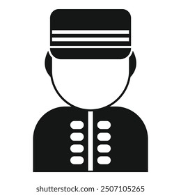 This simple vector icon represents a hotel doorman, symbolizing hospitality and customer service in the travel industry