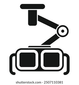 This simple vector icon represents medical equipment used for eye exams