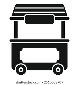 This simple vector icon represents a street food cart, often found at fairs and festivals, vending snacks and meals