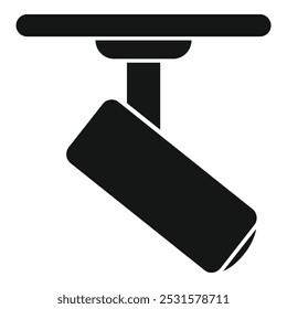 This simple vector icon represents a spotlight hanging from the ceiling, illuminating the space below