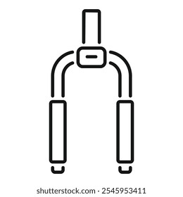 Este simples ícone vetorial representa um garfo de suspensão de bicicleta, uma parte essencial das bicicletas de montanha