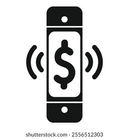 This simple vector icon represents the concept of mobile payment