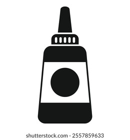 This is a simple vector icon of a super glue bottle standing up with the cap on