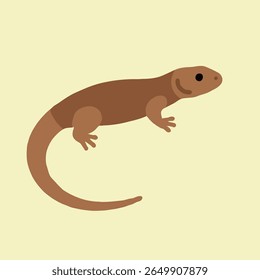 This is a simple vector illustration of a brown lizard with a long tail. The design features clean lines and a minimal flat style, perfect for educational materials, children’s books.