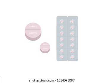 This is a simple vector illustration of a pink tablet medicine.