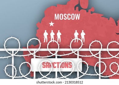 This simple vector image illustrates the current situation with anti-Russian sanctions.