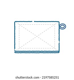 This is a simple white-based line drawing illustration of a rag.