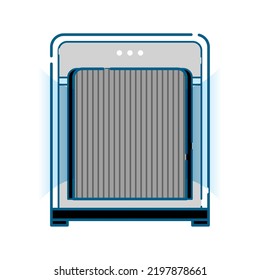 This is a simple white-based line drawing illustration of an air purifier.