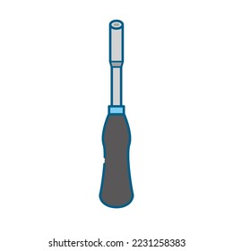This is a simple white-based line drawing illustration of a socket driver.