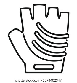 This simple yet dynamic line art icon depicts a sport glove, emphasizing the concept of safety and performance in sports