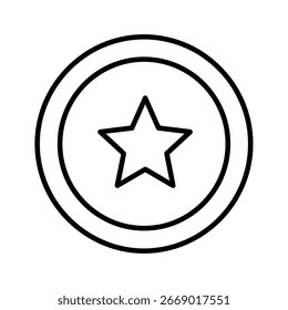 Esta ilustração simples, mas eficaz, apresenta uma moeda com uma estrela, representando valor, realização ou qualidade. Seu design limpo o torna adaptável para várias aplicações.