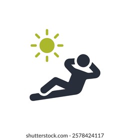 This is a simple yet modern icon that elegantly depicts the essence of relaxation by the sun. It is ideal for themes centered around spa, wellness, and leisurerelated activities and experiences