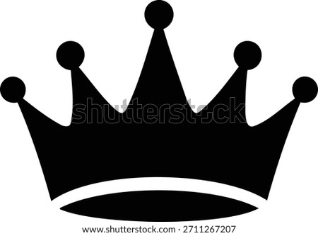 This simple yet powerful black and white graphic depicts a regal crown, embodying concepts of monarchy, leadership, success, and prestige. Ideal for various design projects.