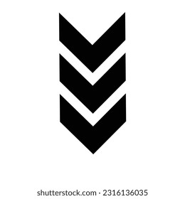 Este único icono de flecha negra de chevron apunta con gracia hacia abajo, simbolizando una dirección o movimiento hacia arriba. Su diseño sencillo y elegante lo convierte en una elección versátil para diversas aplicaciones digitales.
