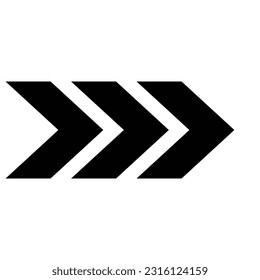 This single black chevron icon elegantly points towards the right side. Its sleek design makes it suitable for indicating direction or movement in various digital interfaces or graphic designs.