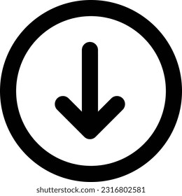 This single black flat arrow icon, enclosed within a circular shape, elegantly points upwards, making it ideal for indicating downwards directions in various designs and applications.