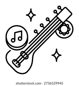 This Sitar icon is suitable for the Holi Festival in India.