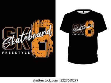 This is skateboard concept urban modern typography t shirt design. this is very eye-catchy and trendy typography t shirt design.
