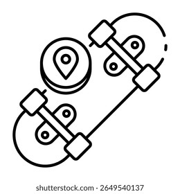 This Skateboard icon is suitable for Transportation, Travel and Tourism, etc