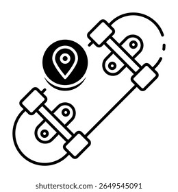 This Skateboard icon is suitable for Transportation, Travel and Tourism, etc