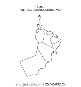 This sketch outlines the political boundaries of Oman, highlighting regions without detailed labels. Perfect for educational projects or geographical presentations.