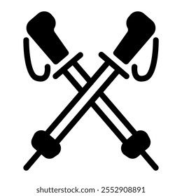 This Ski sticks icon is suitable for winter sport, sport, winter holiday, etc.